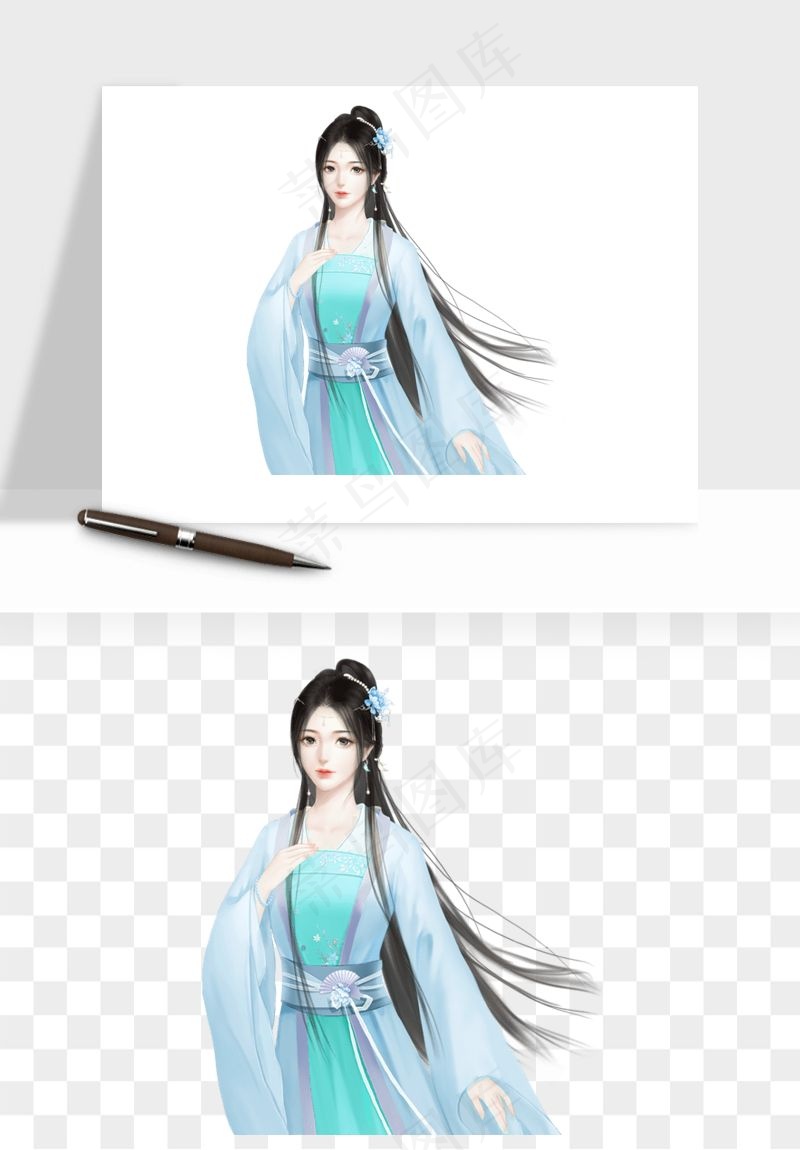 古风美人女子背影png免抠