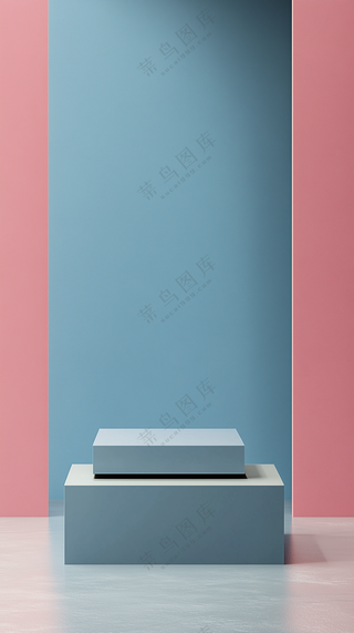 蓝粉色大理石膏简约C4D3D渲染风格电商活动光影几何图形纹理背景海报