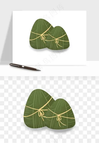 国潮粽子手绘肉粽png免抠