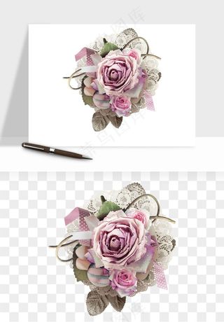 复古花卉相框欧式png免抠