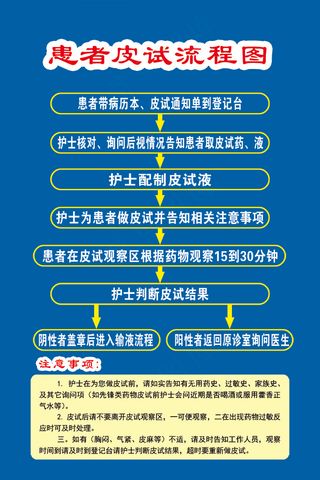 蓝色庄重患者皮试流程图