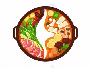 鸳鸯火锅美食插画免抠