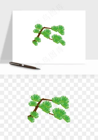 国潮松树松枝松叶png免抠