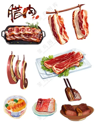 过年腌制食品腊肉元素大合集