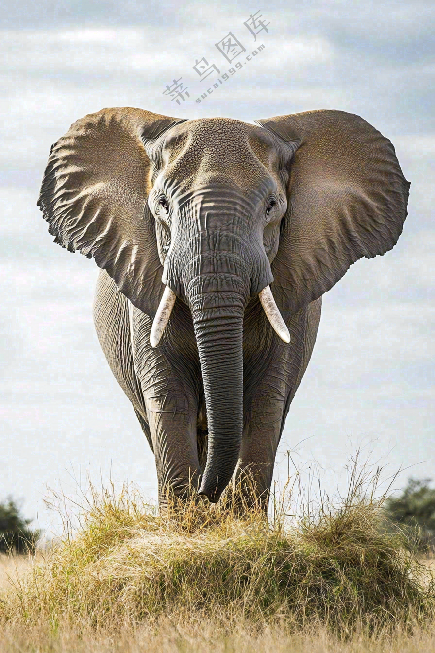 非洲大草原大象象群野生动物保护动物摄影图