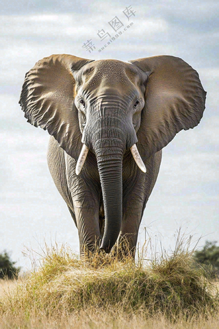 非洲大草原大象象群野生动物保护动物摄影图