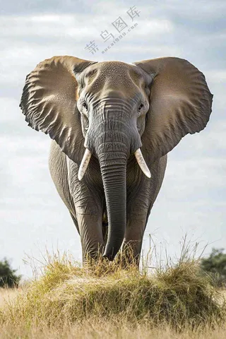非洲大草原大象象群野生动物保护动物摄影图