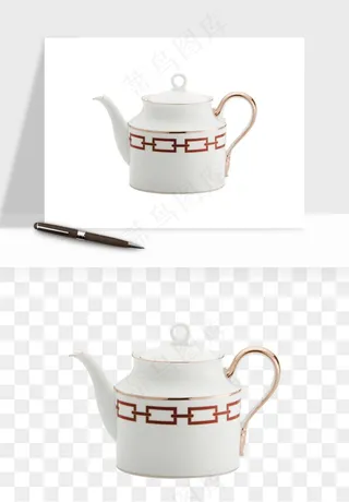 白瓷陶瓷茶壶png免抠