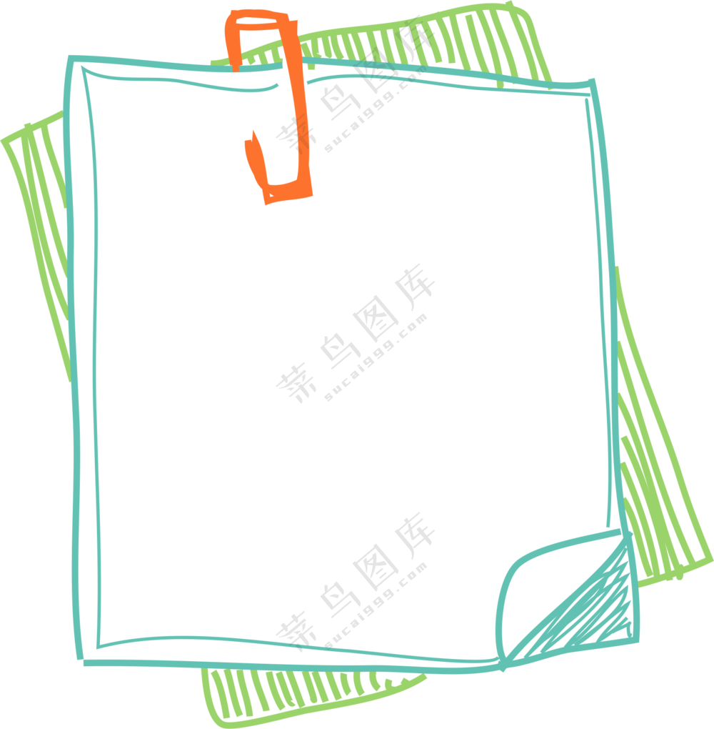 手绘线条曲别针纸张等免抠图片素材