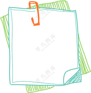 手绘线条曲别针纸张等免抠图片素材