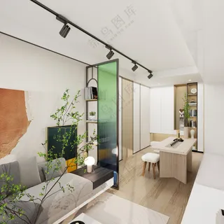 建材-效果图-屏风隔断-高清无水印
