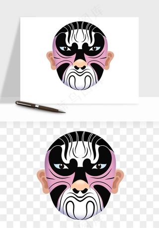 手绘戏剧脸谱卡通面具png免抠