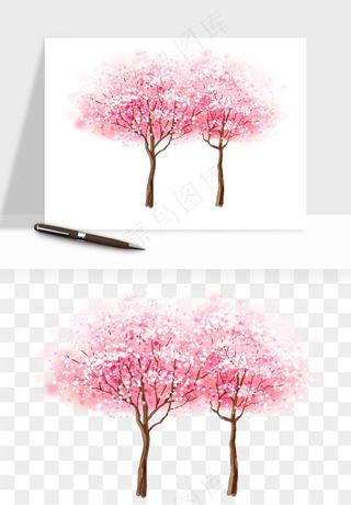 手绘樱花树png免抠