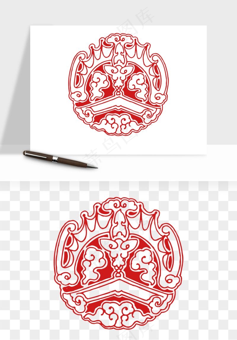 传统窗花剪纸图案png免抠