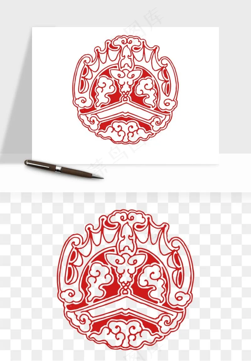 传统窗花剪纸图案png免抠