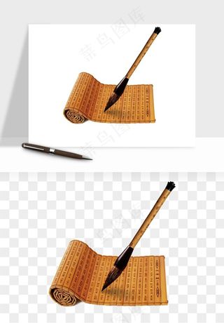 古风竹简卷轴书籍png免抠