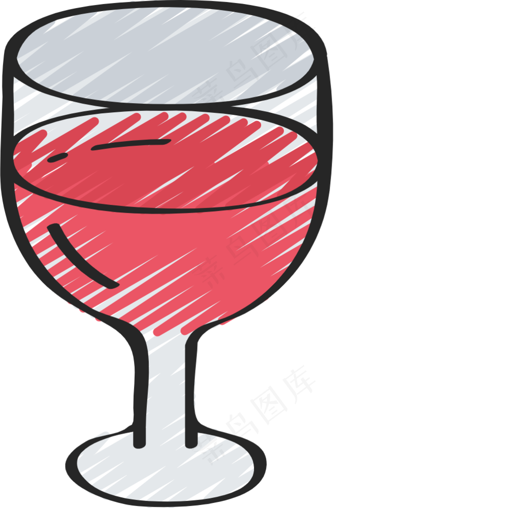 红酒 铅笔手绘图标icon