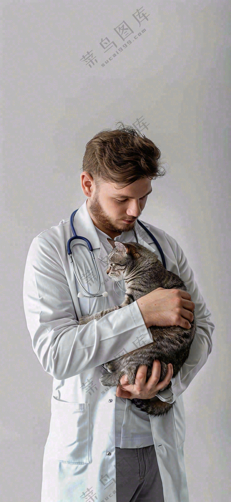 萌宠宠物医院医生抱着猫咪摄影图背景