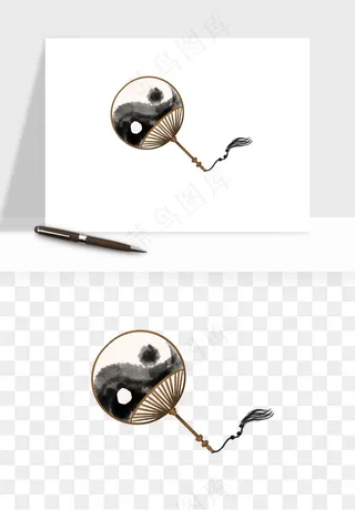 古风扇子元素png免抠