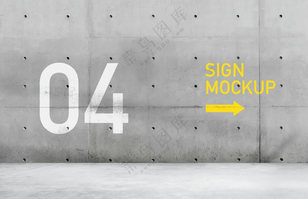 混凝土墙面墙体广告展示寻路墙导视vi样机-3