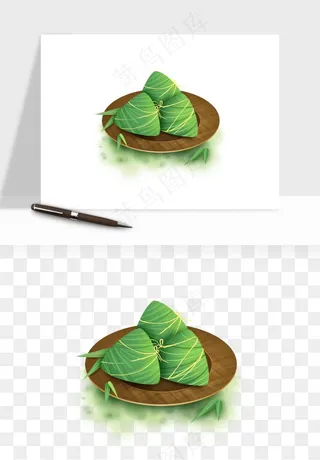 国潮粽子手绘肉粽png免抠