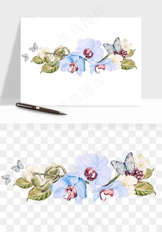 水彩复古花卉png免抠