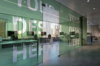 办公室内logo标志企业文化墙形象墙贴图样机PSD模板(16)