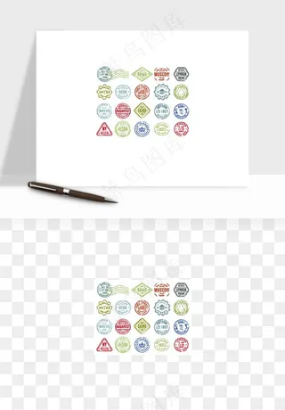 邮票复古手绘矢量