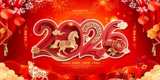 2026年门头美陈2026年门头立体喜庆红色新春大吉活动