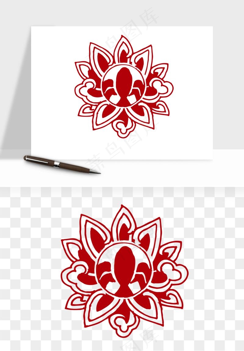 传统窗花剪纸图案png免抠