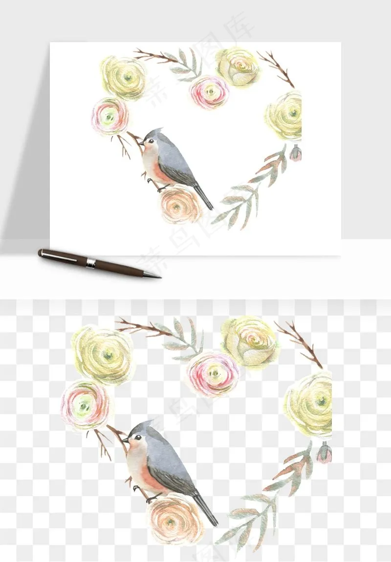 手绘花环边框浪漫png免抠