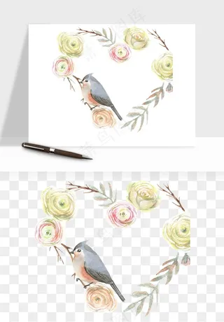 手绘花环边框浪漫png免抠