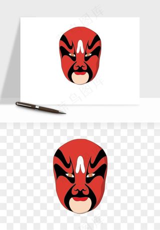 手绘戏剧脸谱卡通面具png免抠