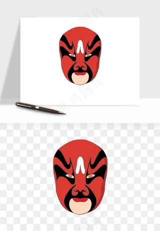 手绘戏剧脸谱卡通面具png免抠