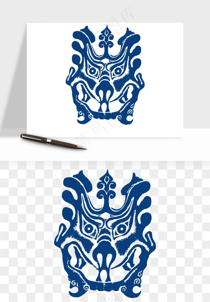 青花瓷花纹花卉图案png免抠