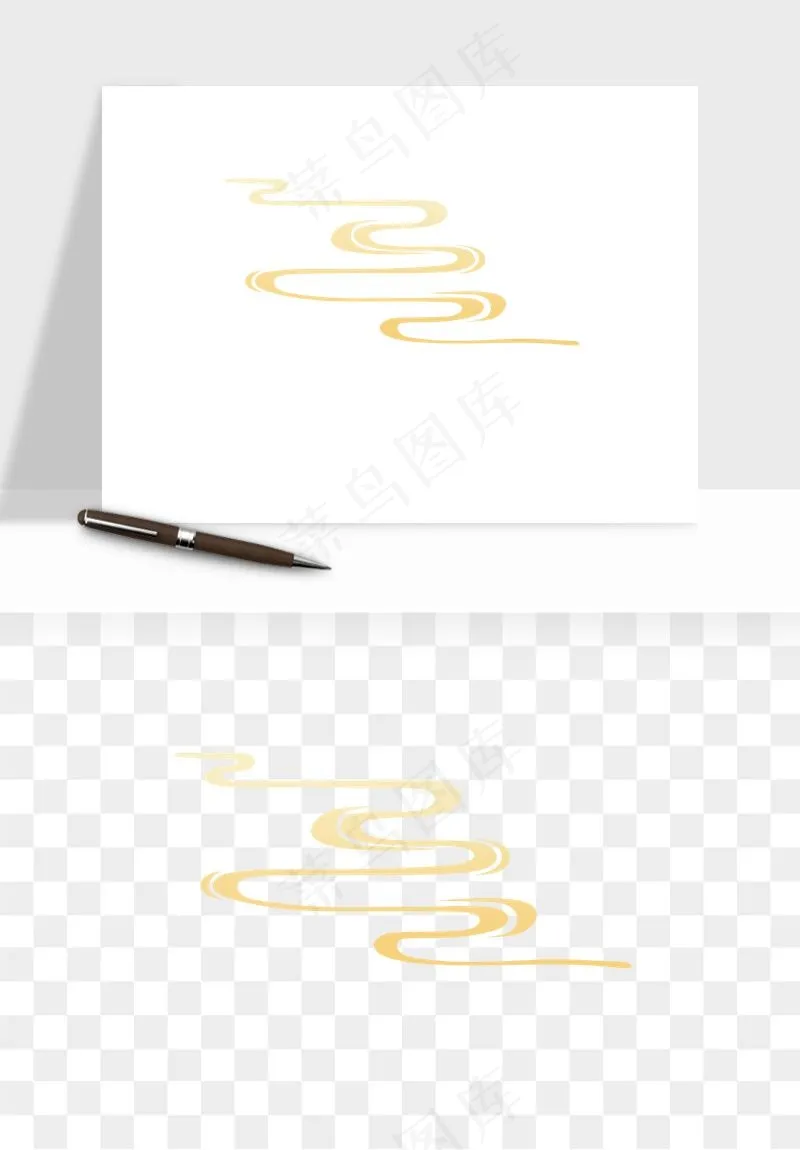 国潮线条祥云装饰png免抠