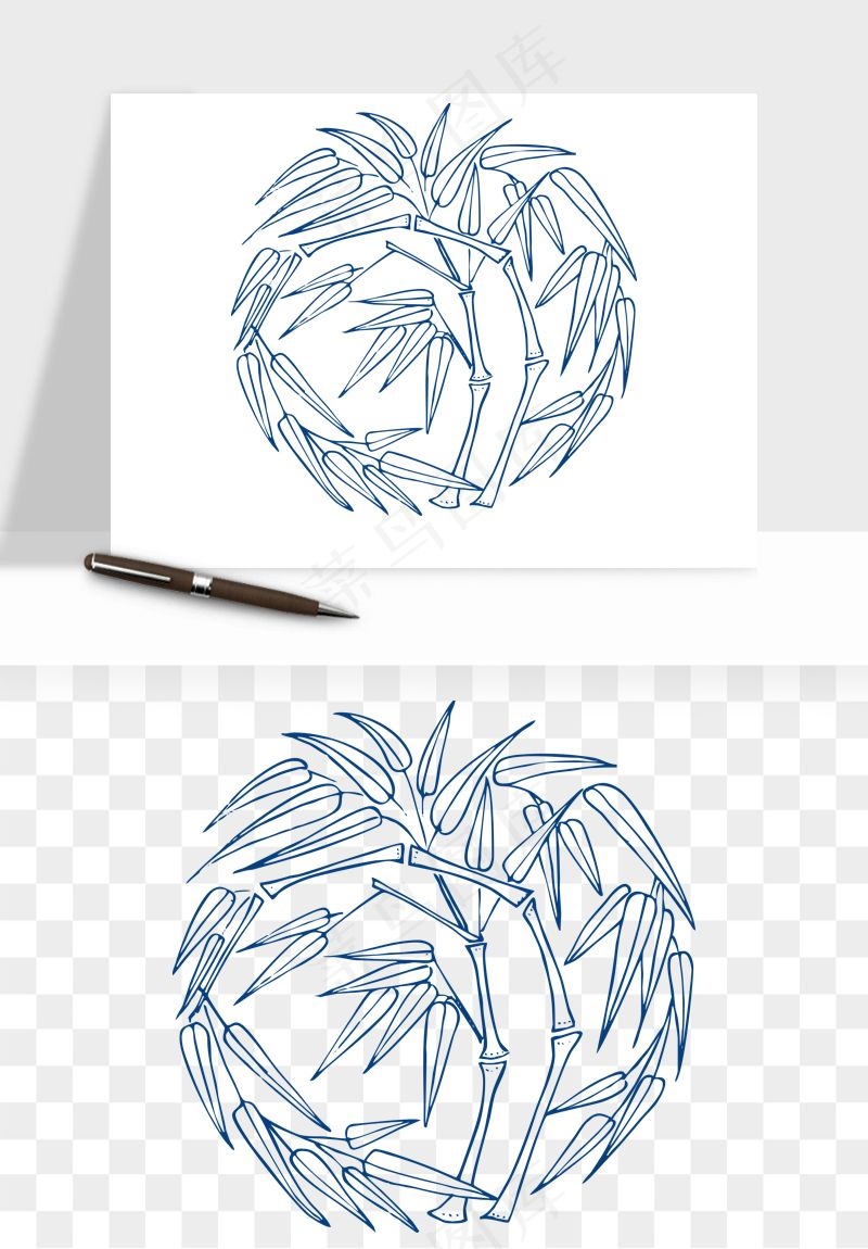青花瓷花纹花卉图案png免抠