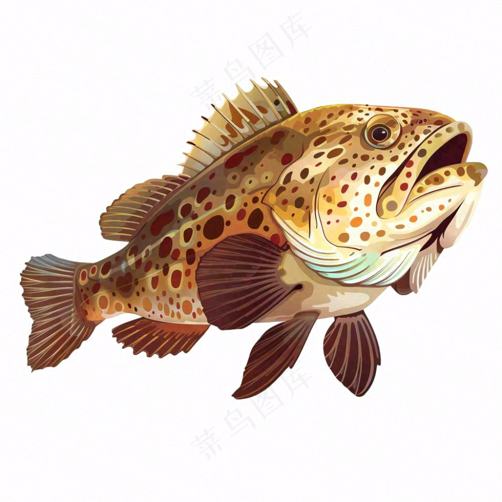 海洋鱼类海鲜卡通插画免抠