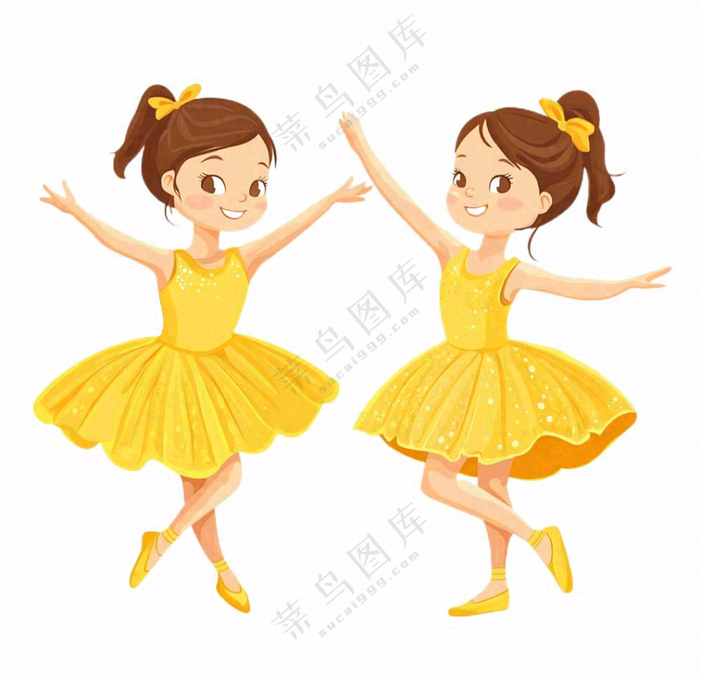 跳舞的女孩芭蕾舞舞蹈卡通插画免抠