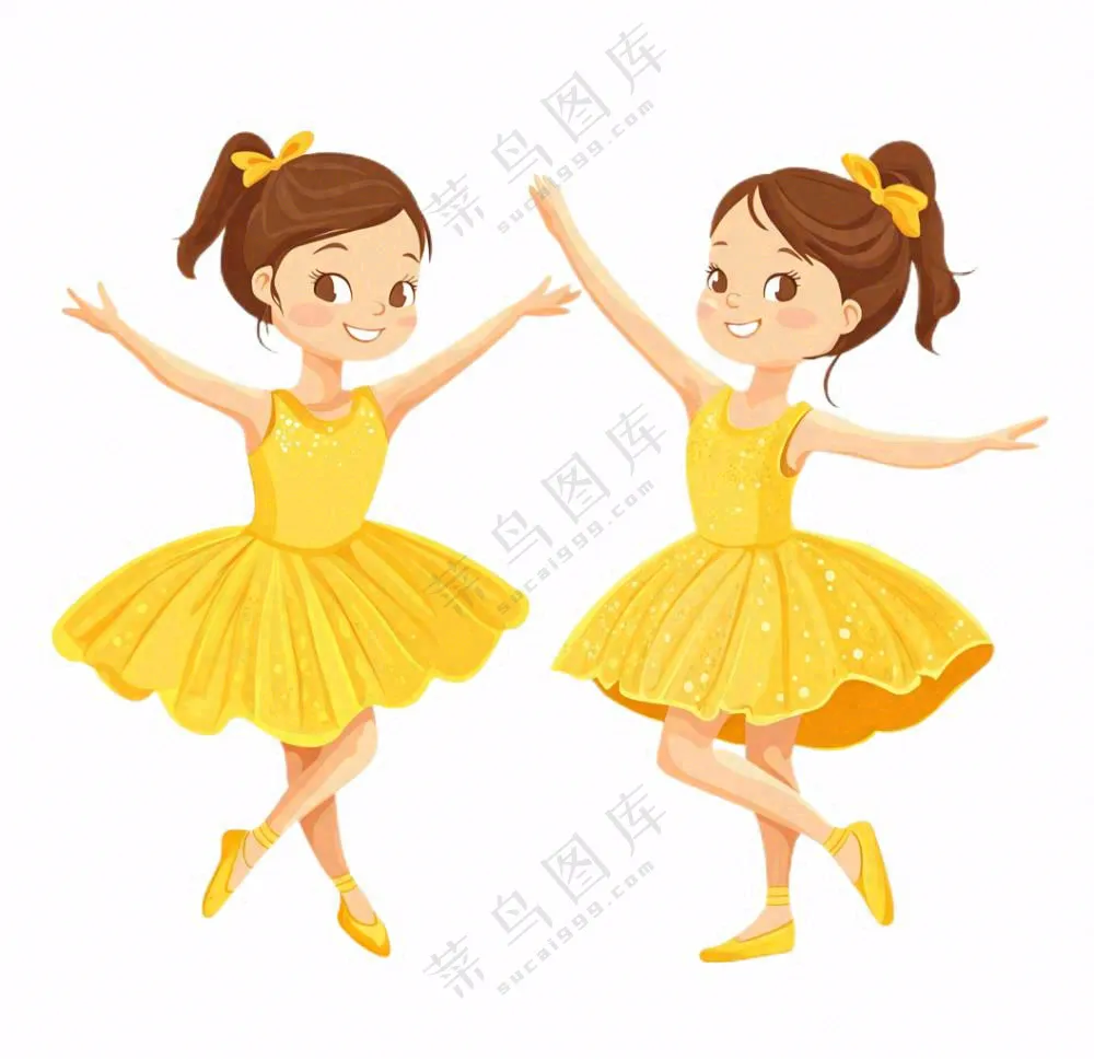 跳舞的女孩芭蕾舞舞蹈卡通插画免抠