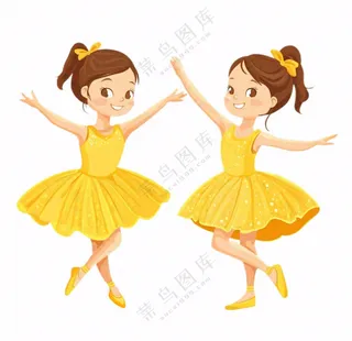 跳舞的女孩芭蕾舞舞蹈卡通插画免抠