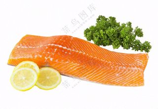 生鲜三文鱼刺身柠檬摄影图免抠