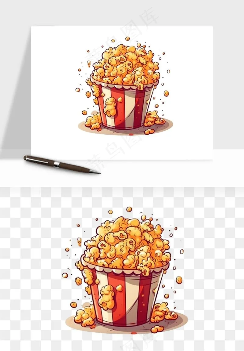 爆米花小吃png免抠