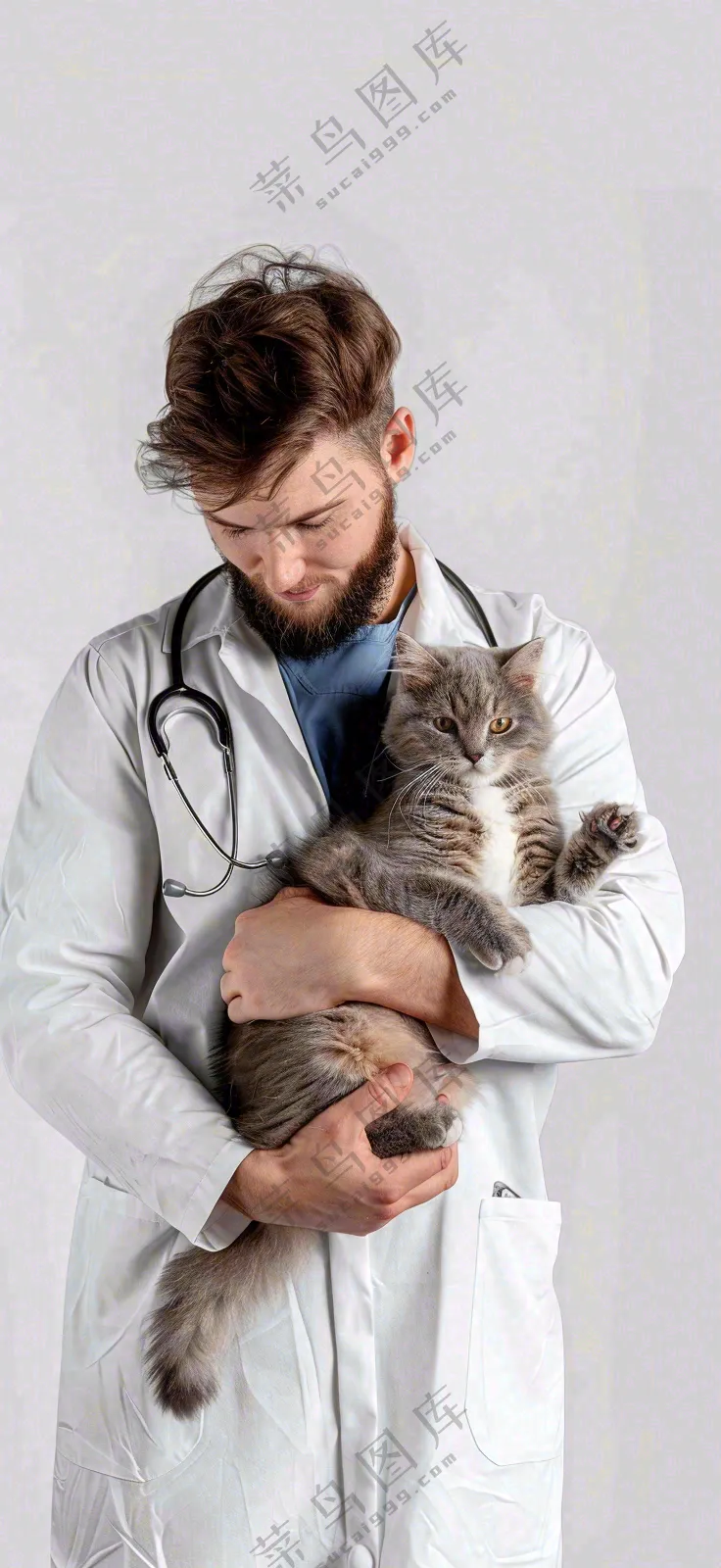萌宠宠物医院医生抱着猫咪摄影图背景