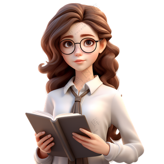 戴眼镜的女孩读书