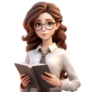 戴眼镜的女孩读书