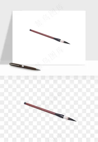 中式砚台毛笔书法png免抠