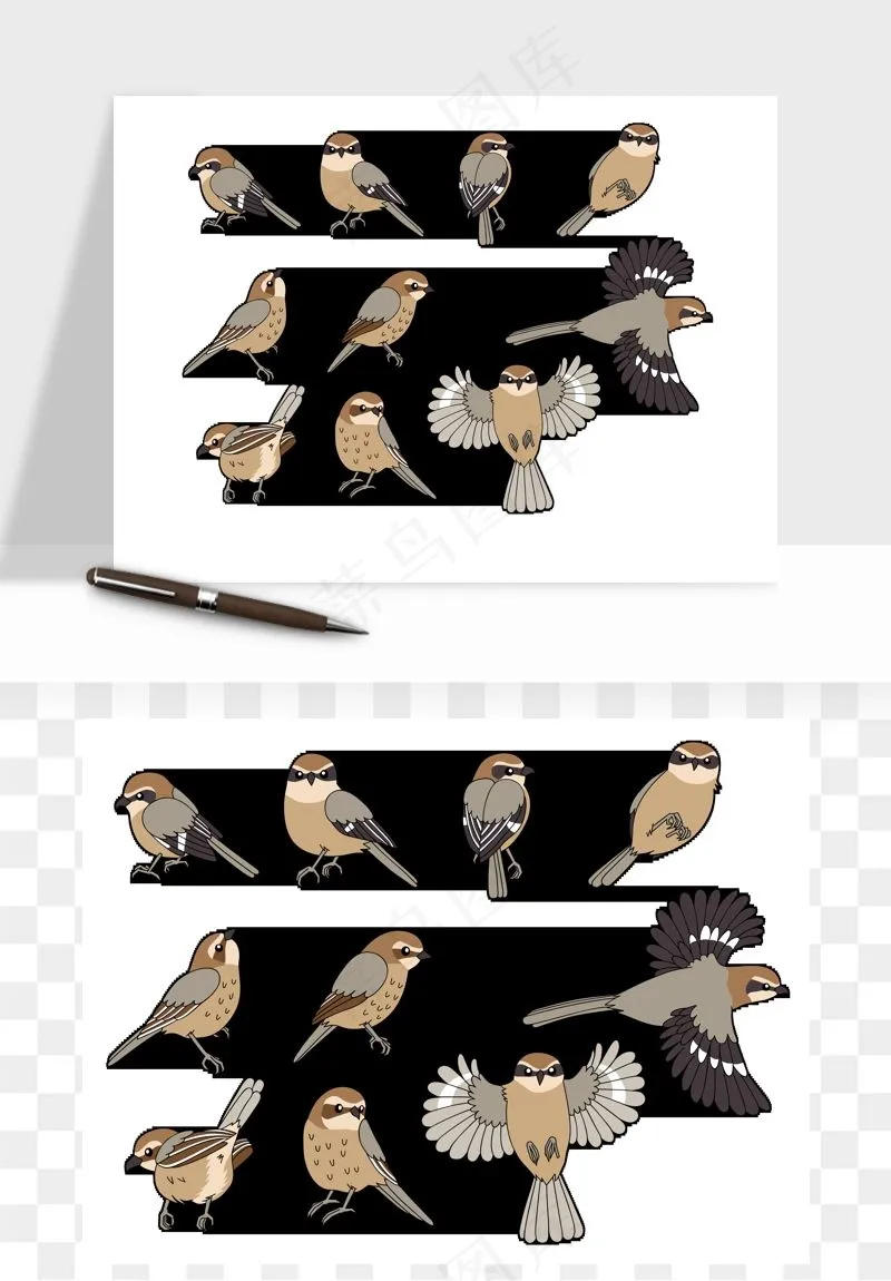 小鸟手绘矢量