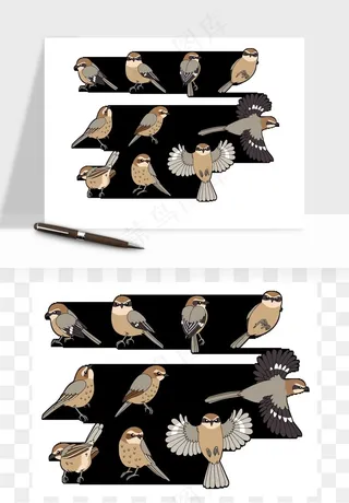小鸟手绘矢量