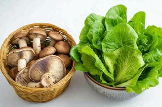 白菜蘑菇蔬菜食物摄影图